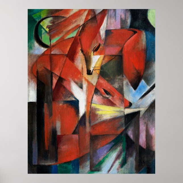 Poster Franz Marc | Raposas (1913) (Frente)