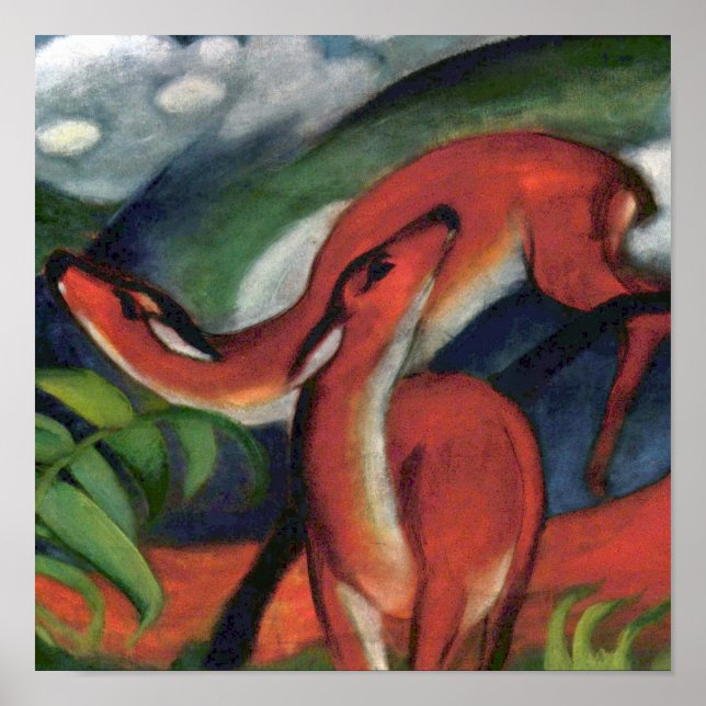 Poster Franz Marc Red Deer - Pintura Famosa (Frente)