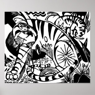 Pôster Franz Marc - Tigre Preto e Branco - Arte Abstrata