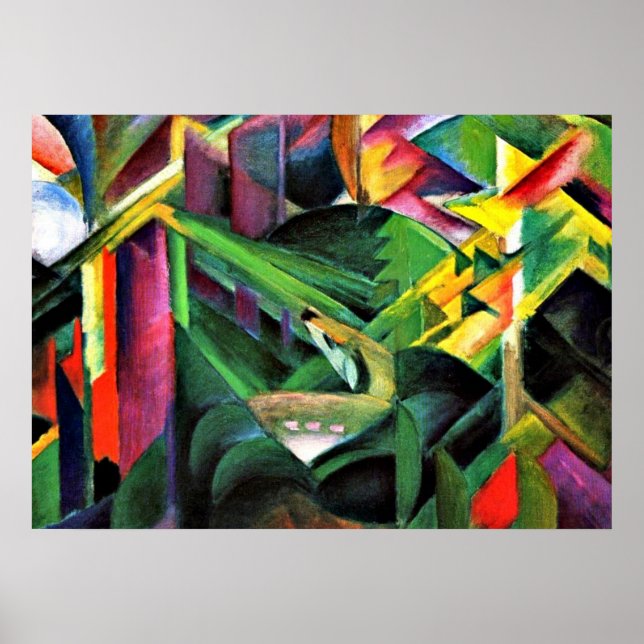 Poster Franz Marc: Veado no Jardim do Mosteiro (Frente)