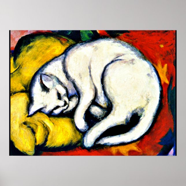 Poster Franz Marc - White Cat. famosa pintura, (Frente)