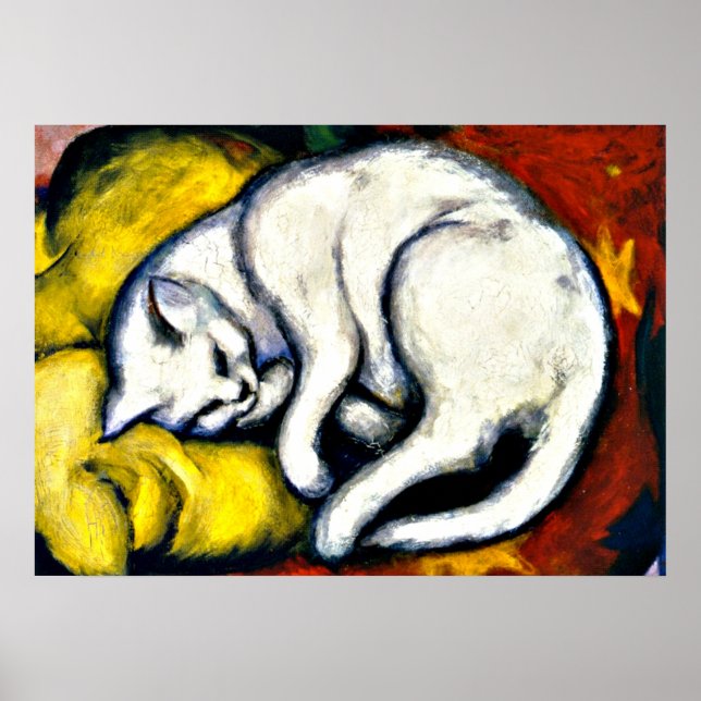 Poster Franz Marc - White Cat. Franz Marc 1912 painting. (Frente)