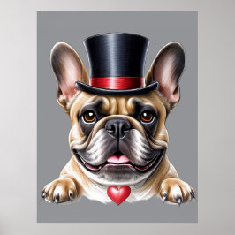 Poster Französische Bulldogge Zylinder French Bulldog