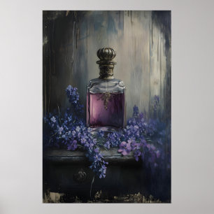 Poster Frasco de Perfume Antigo Arte Romântica Floral