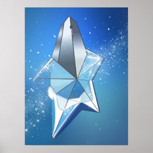 Poster Frasco de Perfume Estrela Brilho Azul Glam
