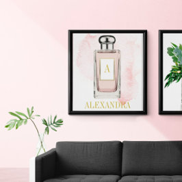 Poster Frasco de Perfume Rosa Monograma Químico Pessoal