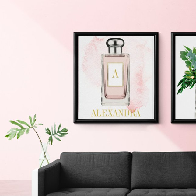 Poster Frasco de Perfume Rosa Monograma Químico Pessoal (Criador carregado)