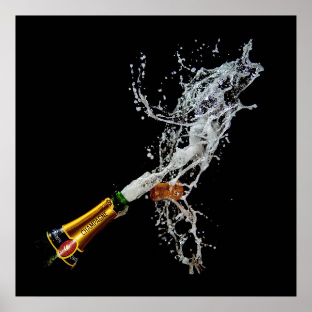 Poster Frasco de Poster/Impressão de Champanhe (Frente)