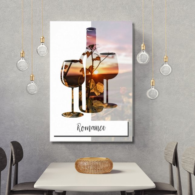 Poster Frasco de Vinho de Foto e Texto Personalizado e Do (Romance - Wine for Two)