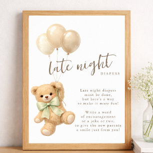 Poster Frascos de fralda para chá de bebê à noite