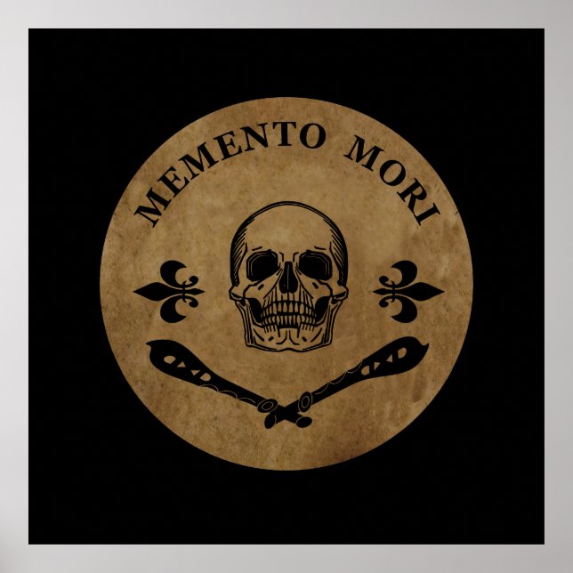 Poster Frase em Latim - Aproveite o Dia - Caveira Memento (Frente)