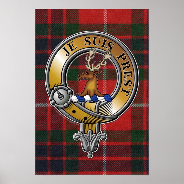 Poster Fraser Lovat Tartan & Crachá (Frente)