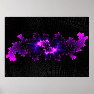 Poster Fratural roxo com fundo fractal 3D