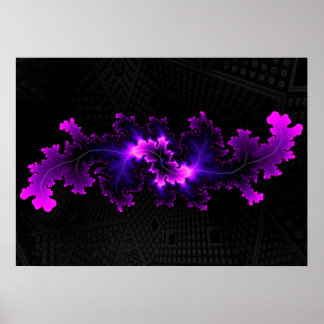 Poster Fratural roxo com fundo fractal 3D
