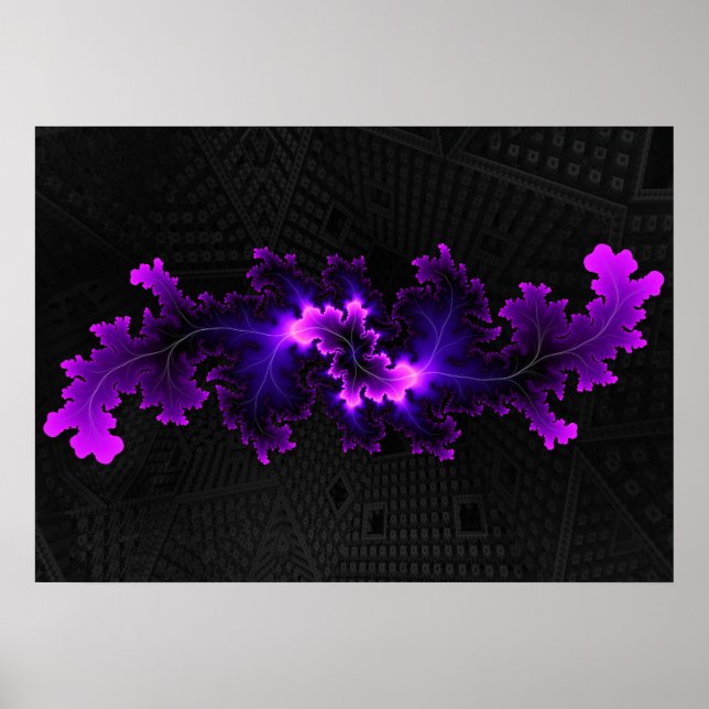 Poster Fratural roxo com fundo fractal 3D (Frente)