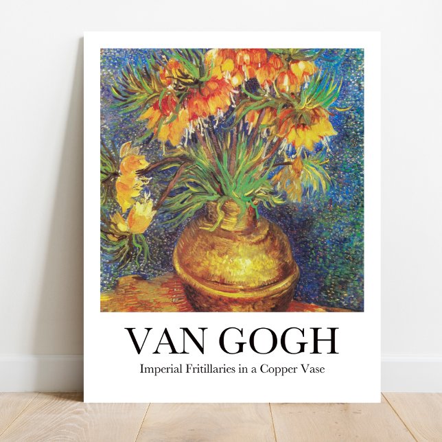 Poster Fraturas Imperiais em um Vaso de Cobre por Van Gog (Van Gogh's Vibrant Blooms: "Imperial Fritillaries." High-quality art poster)