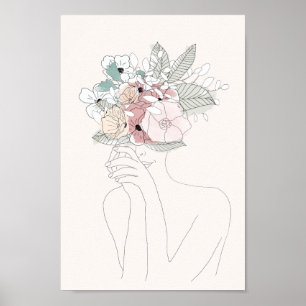 Poster Frau mit Blumen
