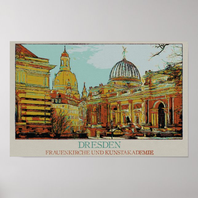 Poster Frauenkirche e Academia de Belas-Artes Dresden (Frente)
