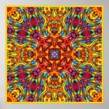 Freaky Tiki Red Vintage Fractal Kaleidoscope