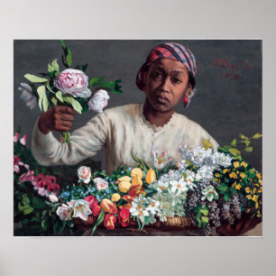 Poster Frederic Bazille - Jovem Mulher com Peonias