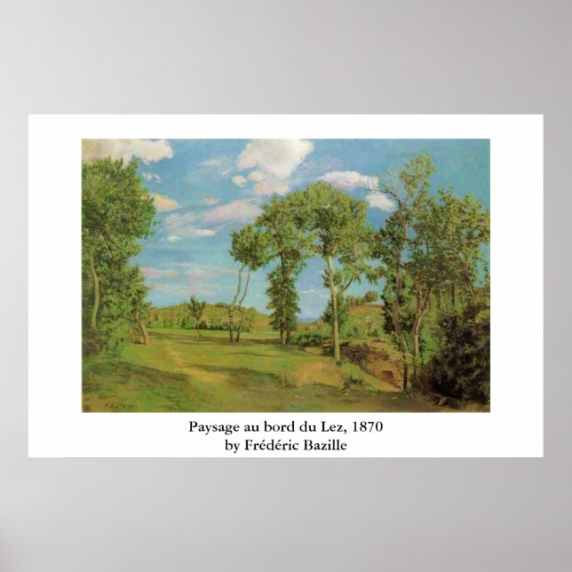 Poster Frédéric Bazille's Paysage au bord du Lez (Frente)