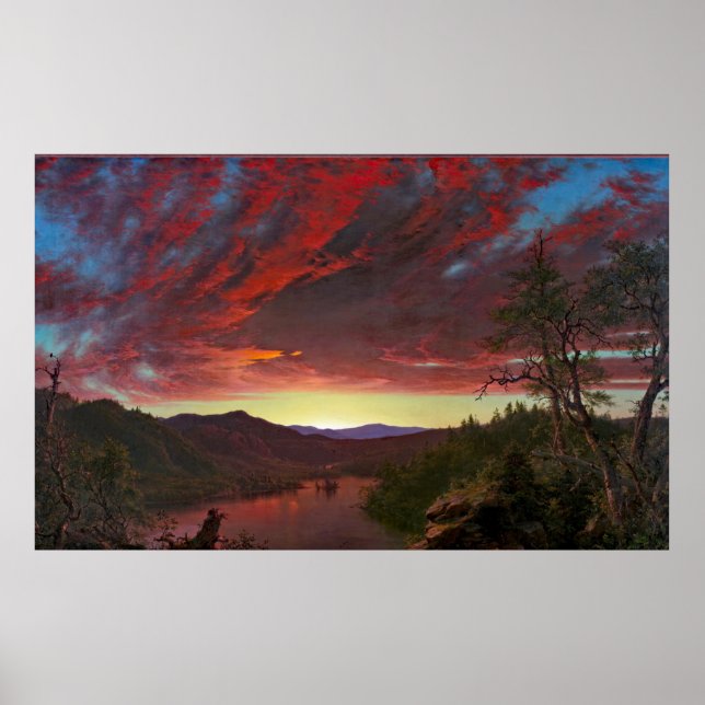 Poster Frederic Church Sunset Wilderness Maine Painting (Frente)