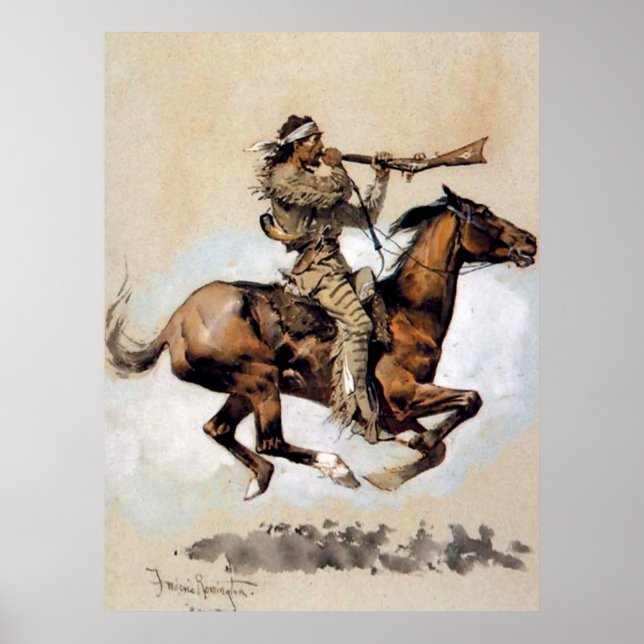 Poster Frederic Remington “Caçador de Búfalos Cuspidor de (Frente)