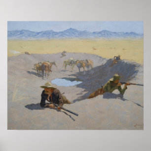 Poster Frederic Remington - luta para o Waterhole