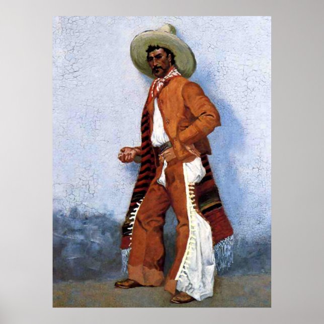 Poster Frederic Remington Western Art "A Vaquero" (Frente)