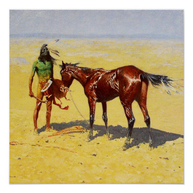 Pôster Frederic Remington Western Art "Caçado" (Frente)