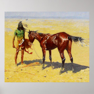 Pôster Frederic Remington Western Art “Hunted Down”