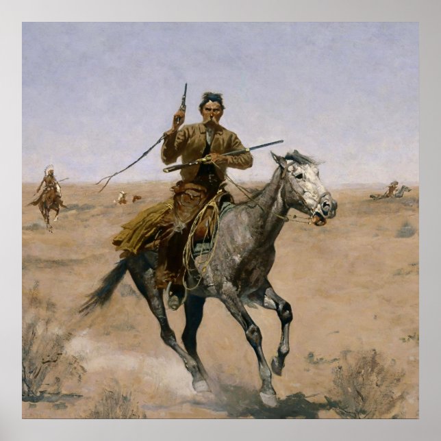 Poster Frederic Remington Western Art "O Voo" (Frente)