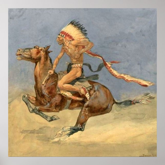 Poster Frederic Remington Western Art "Pony War Dance" (Frente)