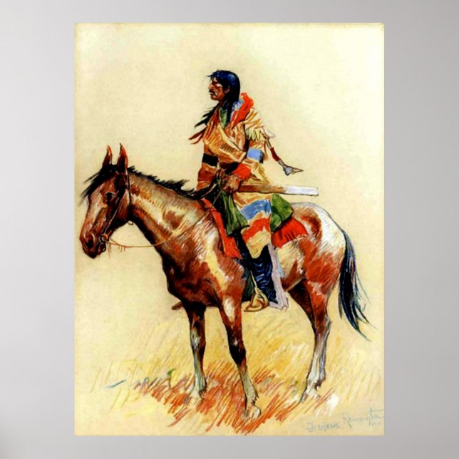 Pôster Frederic Remington Western Indian Art "A Breed" (Frente)