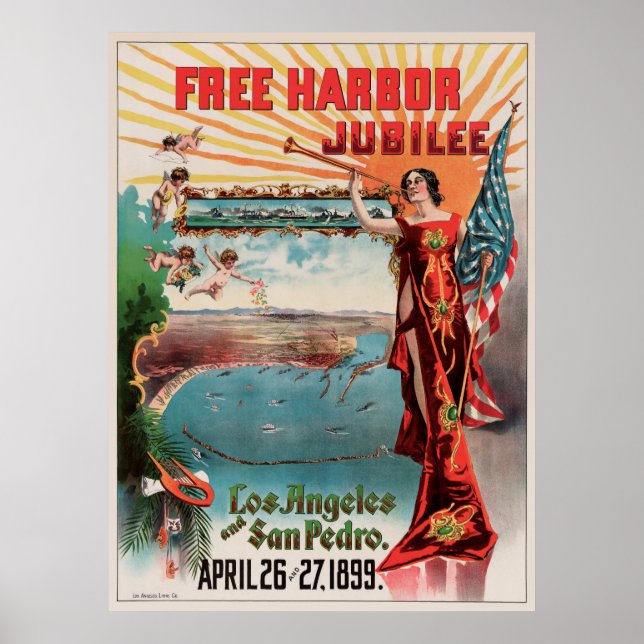 Poster Free Harbor Jubilee, Los Angeles e San Pedro. (Frente)