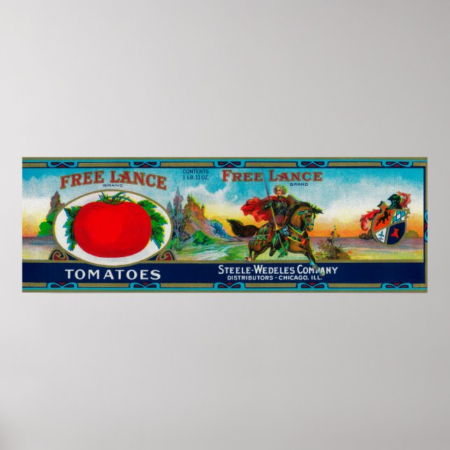 Poster Free Lance Tomato Label Chicago, IL (Frente)