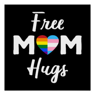 Pôster Free Mãe Hugs II - Rainbow Gay Trans Pride