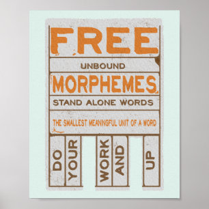 Poster Free Morphemes literacia estruturada engraçada