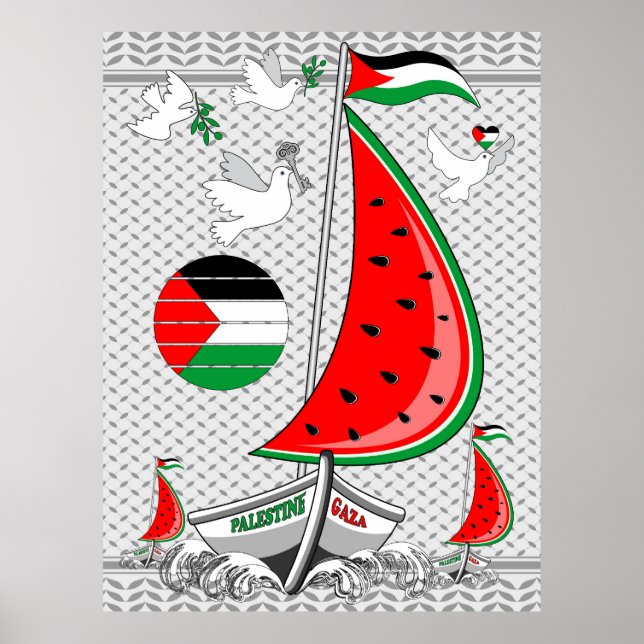 Poster Freedom Global Sumud Flotilla Boats para Gaza (Frente)