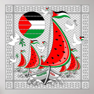 Poster Freedom Global Sumud Flotilla Boats para Gaza