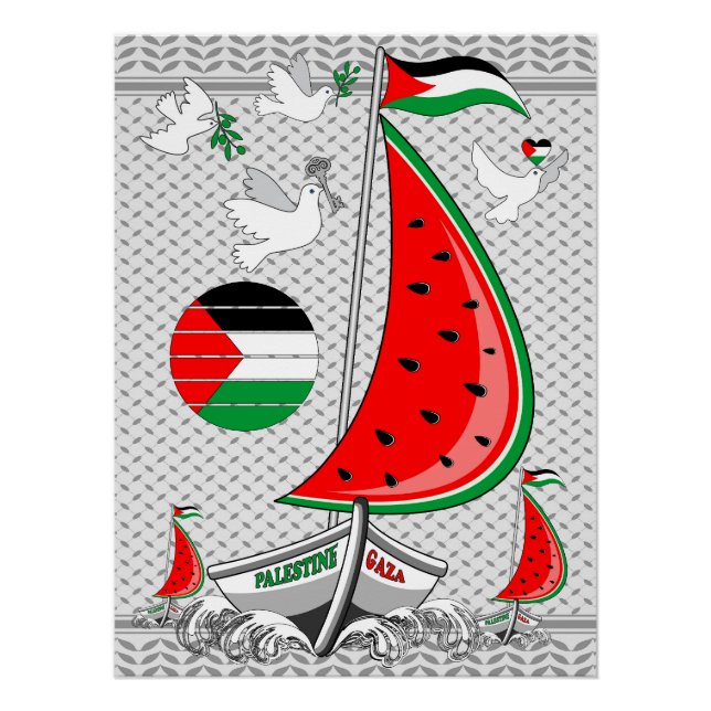 Pôster Freedom Global Sumud Flotilla Boats para Gaza (Frente)
