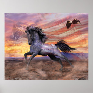 Poster Freedom Mustang 20"x16" Value, Matte - veja opções