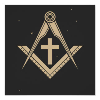 Pôster Freemasonry symbol  and cross in the universe 