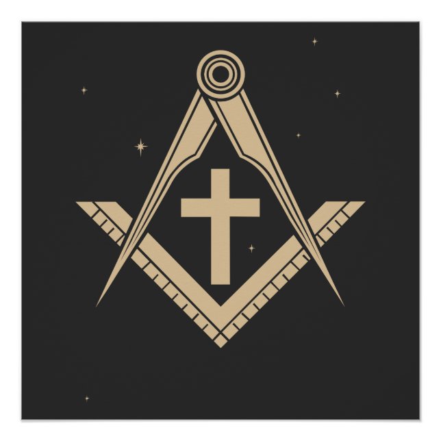 Pôster Freemasonry symbol  and cross in the universe  (Frente)
