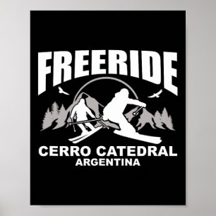 Poster Freeride Skiing Cerro Catedral Argentina