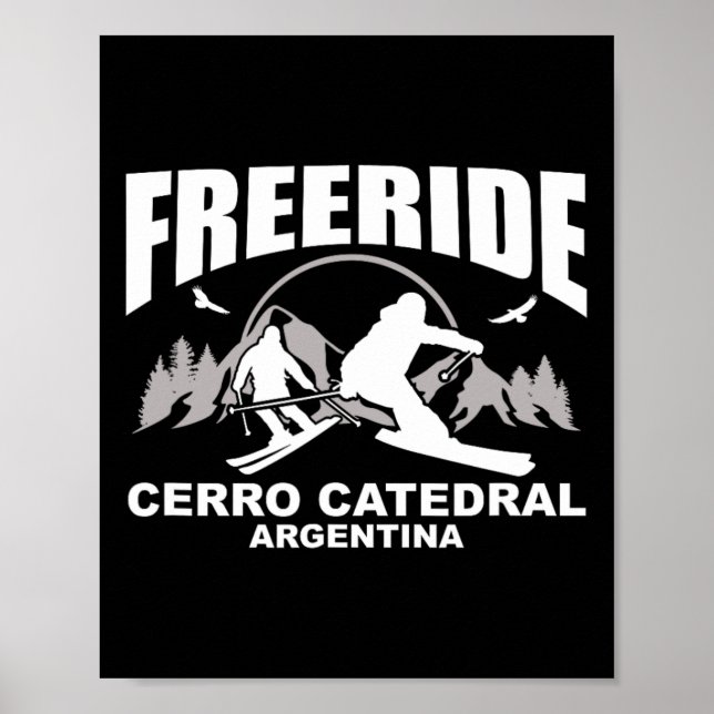 Poster Freeride Skiing Cerro Catedral Argentina (Frente)