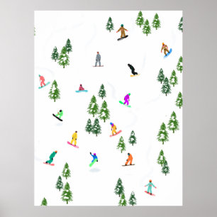 Poster Freeride Snowboarders Snowboard Winter
