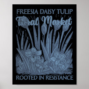 Poster Freesia Daisy Tulipa Enraizada Em Resistência Suti