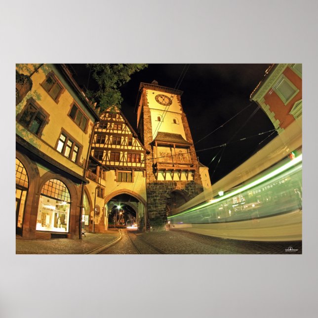 Pôster Freiburger Schwabentor bei Nacht (Frente)