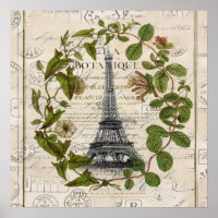 french botanical ivy leaves  paris eiffel tower